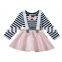 RTS Stripe Shirt And Suspender Skirt Kids Fall Clothing Girls 2 Piece Clothing Sets