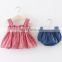 Newborn Baby Romper Sets Summer Plaid Slip Dress And Pants Cotton Baby Girl Outfits