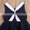 Wholesale Cute Sailor Dress Summer Cotton Stripe Bow Tie Baby Girl Dress