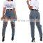New Autumn Winter Female Denim Pants Women Retro Hole Tassel Jeans Straight Trousers Fashion Casual Solid Color Pants
