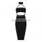 Summer dress wholesale luury 2016 new fashion black high neck sey women evening party bandage Dress Bandage Bodycon Women Wearin