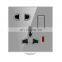 New design gray glass panel 5-pin IF switch socket with/without neon light electrical wall switch socket panel