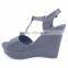 Latest design china cheap women shoes summer snake print wedge buckle sandals