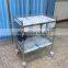 Hospital Stainless Steel Material Medicine Trolley with castors Clinic Cart