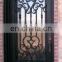 Cheap used single scrolls design tempered glass wrought iron gate door