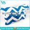 Large Denim Blue and White Foldover Chevron Makeup Bags with Button, Wholesale Makeup Bag