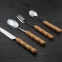 Bamboo Stainless Steel Flatware Set Wood Handle Cutlery with Stand Dinnerware Set Knife Fork Spoon And Teaspoon