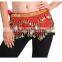 2016 High Quality Women Belly Dance Velvet Belts Chains Cheap Belly Danceing Coins Hip Scarves for Sale