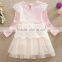 (LD6613) PINK 18m-6y baby girls wedding dresses 100% cotton children clothes birthday dresses winter princess frocks kids wear