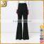 2016 Newest style ladies pants with wide leg, woman black leg flared pants, American newest casual solid ladies pants
