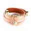 Faux Key Lock Vintage Handmade Braided Leather Bracelet Jewelry Black/Red/Pink Adjustable Leather Bracelets