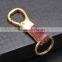 Wholesale manufacture custom metal gold plated stainless steel leather keychain leather key ring