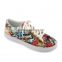 2016 Fashion new design korean style ladies beautiful flat shoes cowhide leather upper printing shoe