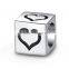 Silver Letter Alphabet Initial Dice Cube Bead for Fashion Charm Necklace