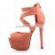European Sexy Lady's Open Toe Platform Pumps 14cm Stiletto Women Thin Heel Party Shoes High Heels 6 Colors