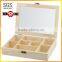 8 Compartment Rustic Dark Brown Wooden Tea / Coffee / Storage Box with Transparent Lid