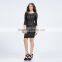 V-997 black lace boat neckline slim tight sexy open back 3/4 sleeves casual dresses 2016