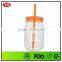900 ml large capacity transparent mason jar with straw