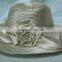 woman white satin church hats