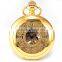 Fashion Skeleton Gold Case Roman Dial Mens Mechanical Pocket Watch