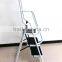 Best selling home use EN131 approved rubber feet 2 step ladder with safefy rail
