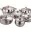 12pcs high quality stainless steel cookware and cooking pots