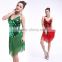 Wholesale women Latin dress sexy sequin covered fringe ballroom latin dance competition dresses