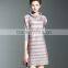 Women striated Polo neck casual pleated dresses
