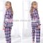2015 New Arrival Autumn Long Sleeve Girls Sleepwear 100% Cotton Plaid Girls Pajamas Fashion Model Crochet Warm Clothing Sets