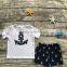 2016 New Arrival Baby Boys Summer Outfits Anchor Top Summer Outfits Boys Clothing
