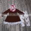Yawoo wholesale 3pcs cotton dress match deer leggings and scarfs winter clothing kids children clothes girls