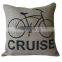 pure linen cushion cover with customized printing designs on white/natural color
