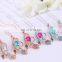 Lovely Rhinestone Silver Leaves necklace Colorful Rose Crystal predant for Women Jewelry Accessory For Girls