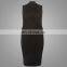 Black twist front ladies high neck dress plus size high neck skater dress casual dresses