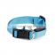 Blue nylon dog collar pet LED flash collar with bell for dog Nylon Dog Collar