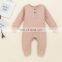 Fahion Plain Color 0-2 Years Baby Rib Cotton Long Sleeve Soft Onesie Romper