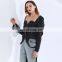 TWOTWINSTYLE Coat For Women Square Collar Puff Long Sleeve Asymmetric Hem Designer Striped
