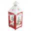 Wholesale red glass metal Christmas decorative lanterns with candles candle lantern holder
