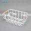 Multifunctional Wire Basket Lightweight Metal Organizer Rack Storage Basket Wood Handle