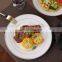 Hot Sale Biodegradable Disposable Plastic Restaurant Wedding Charger Plate, Red Gold Rim Dinner Plastic Plates