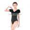 (2711) Short Sleeve Dance Leotard, Ballet Velvet Leotard, Green Velvet Leotard