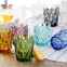 Factory Directly Wholesale Colored  Drinking Water Glass Cup With Diamond Design