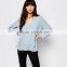 Blue colour lady chiffon blouse sexy v neck tops for women 2016 wholeale
