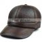 DLLC0002 Genuine leather hat with earflap for older man New warm baseball caps for sport waterproof