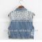 ss lastest girls' denim vest,waistcoat with shining acrylic,china supplier