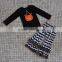 Newest design pumpkin halloween chevron ruffle pant boutique outfits