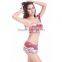 Women's Bikini Set Push-up Padded Bra Falbala Printing Swimwear Swimsuit