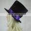 Black Tall Hat Magic Show Hat Halloween Party Cap With Embroidery Skull