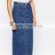 Whoelsale pictures female buttons front new design women long jean skirt