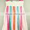 2015 New Arrival Occident Fashion Colorful Stripe Girls Dress Cotton Princess Dress